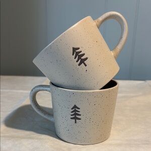 Tim Hortons Holiday edition Speckled Cream Tree Design Mugs